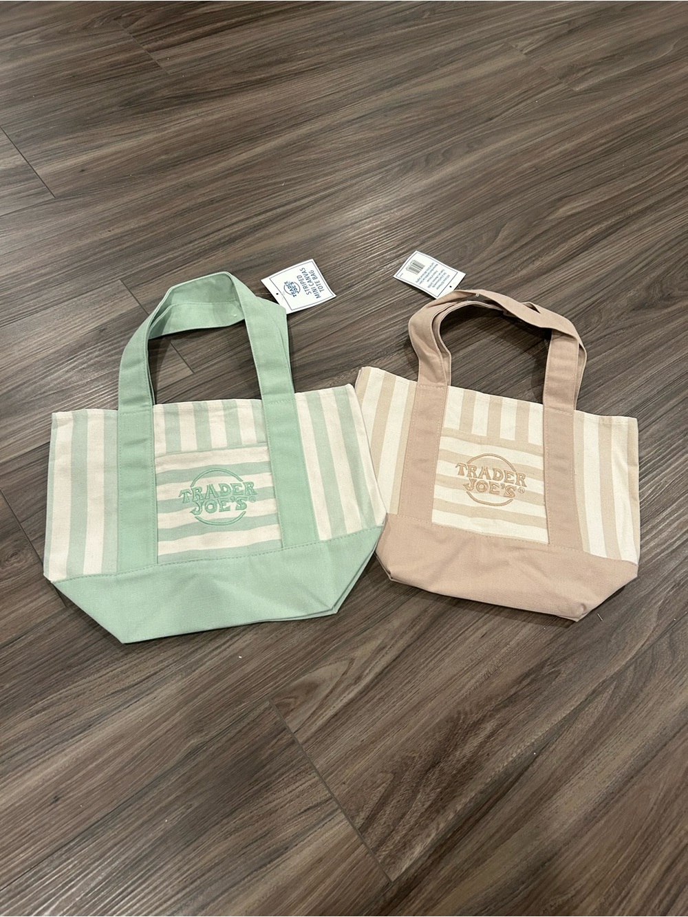 Trader Joe's 2026 Limited Edition Striped Canvas Tote - Green or Beige-NWT